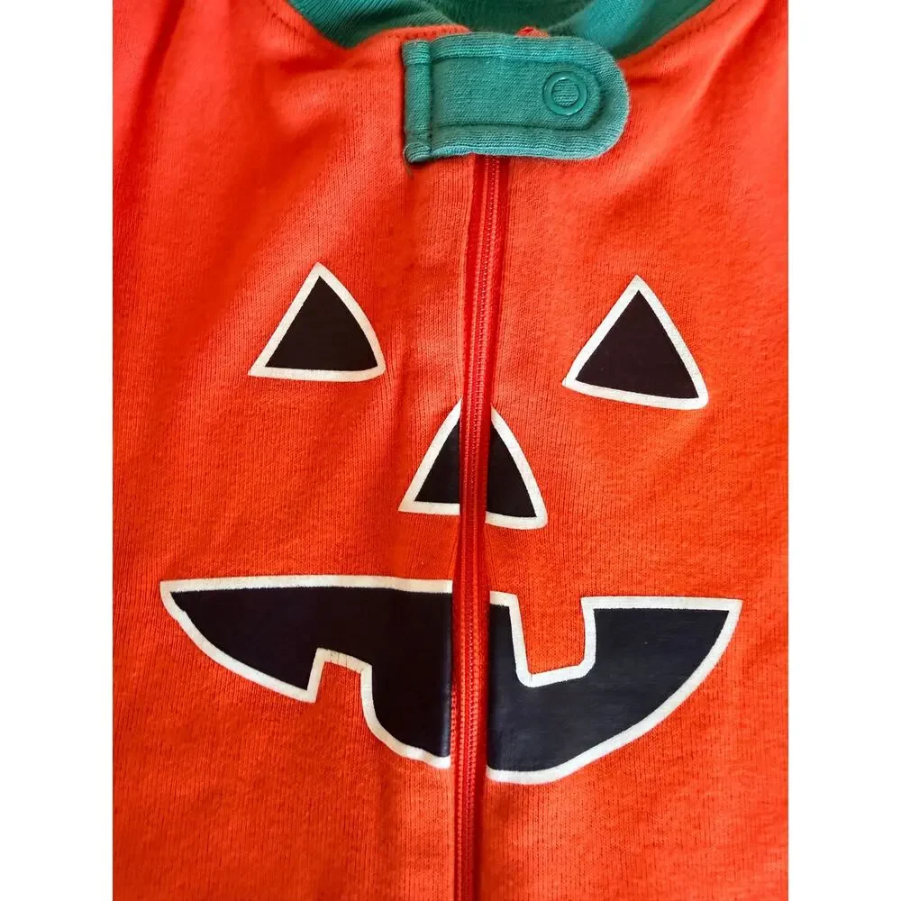 Hanna Andersson Glow-Dark Halloween Pumpkin Baby Sleeper 70